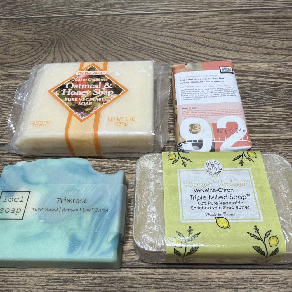 Bar Soap Lot Of 4 Triple Milled Handmade Sea Mudd & Oatmeal Honey Gift Set Her